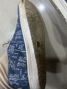 Blue Casual Sneakers with Text Print