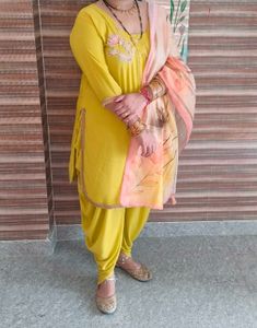 Yellow Embroidered dress lungi suit