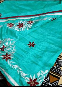 Gorgeous 👌👌Teal Saree with Floral Embroidery