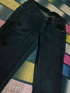 Embellished Dark Wash Denim Jeans