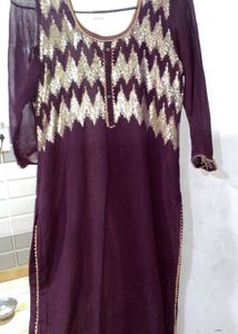 Geogrette Purple Colour Suit Pallazo