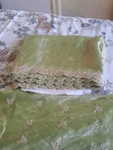 Pure Tissue pista Choli with stylish blouse