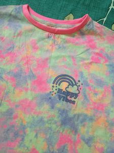 y2k fluorescent pink tie dye crop top ✨