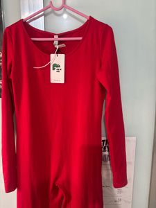 Red Newme Long Sleeve Jumpsuit With