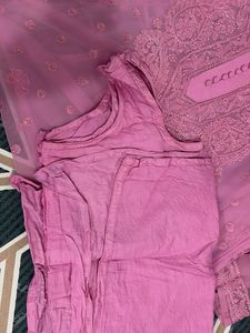 Elegant Pink Chikankari Kurta with inner