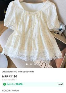 Chic Jacquard Lace-Trim Top