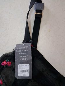 44DDD Black Embroidered Mesh Bra