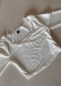 Chic White Lace Trim Crop Top