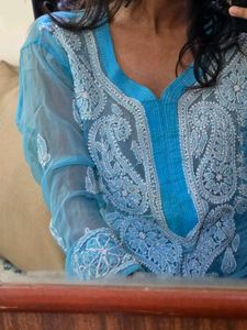 Beautiful Blue Chikankari Kurta