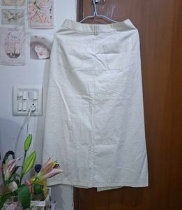 Beige basic midi skirt