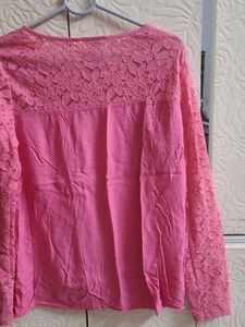 Vero Moda Pink Lace Sleeve Top