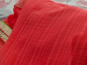 Beautiful Orange/coral Saree with Golden Border