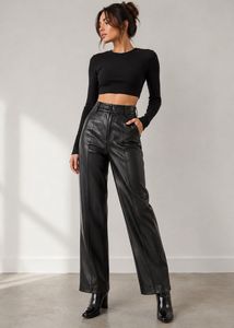 Zipper Faux Leather Pants Size XS