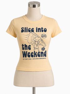 Cute Graphic Tee - Slice into the Weekend