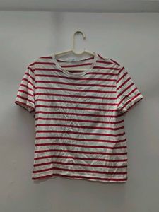 ZARA Classic Red & White Striped T-Shirt