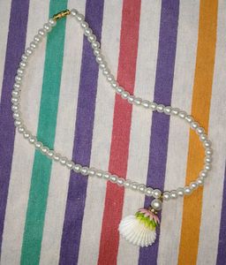 Pearl Necklace &amp; Shell Earrings Set