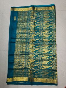 Green Colour Pattu Saree With Blouse