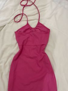 Hot Pink Halter Neck Mini Dress