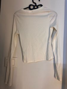 Cream Long Sleeve Cropped Top