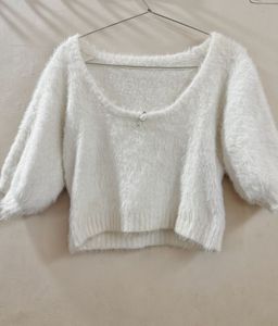 Cozy White Fuzzy Sweater