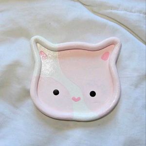 cute clay cat Trinket dish handmade jewellery tray