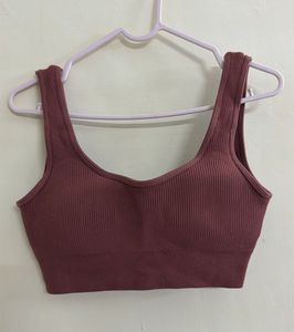 Ribbed Brown Sports Bra