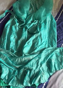 Mirror Teal Gown with Ruffled Sleeves