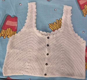 Crochet Button-Front Tank Top