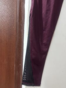 Stylish Burgundy tights with Mesh Accents
