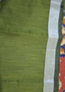 Green Saree with Silver Border
