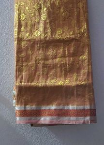 Elegant sandle Saree with Golden &amp; Silver Motifs