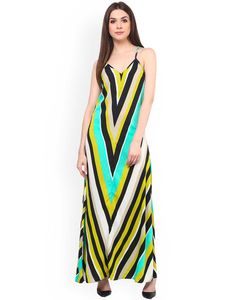Branded Multicoloured Striped Maxi Dress