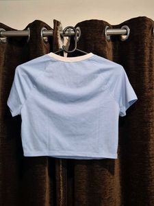 Baby Blue Cropped V-Neck Tee