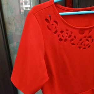 Red Peplum Top With Attractive Detailiing XL Siz