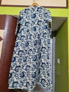 Blue Floral Print Cotton dress