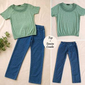 Combo of MAX Green Top & DMart blue Jeans 👚👖