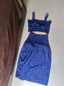 Blue Crop Top & Skirt Set