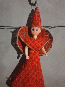 Vintage Doll in Red Traditional Outfit
