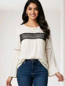 Elegant Cream Long Sleeve Blouse