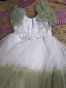 Elegant White &amp; Green Gown