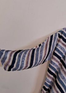 Striped Kurta with Embroidered Neckline