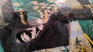 Elegant Black Blouse with Golden Embellishments