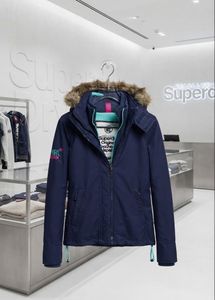 Superdry Navy Blue Faux Fur Hooded Jacket