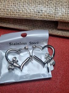 Anti tarnish Heart &amp; Bee Hoop Earrings