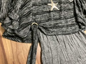 Y2K Grey Wrap style Top with a knot front and cape
