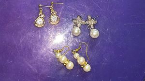 Elegant Pearl & Crystal Earrings Set