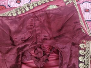 Elegant Maroon Saree with Gold Embroidery