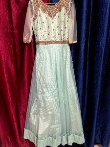 long floor length gown for party with dupatta