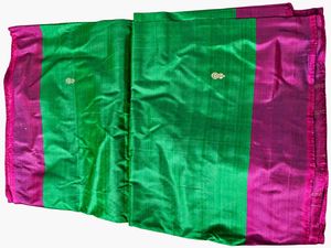 Vibrant Green &amp; Magenta Silk Saree