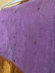 Lavender Saree with Gold Border